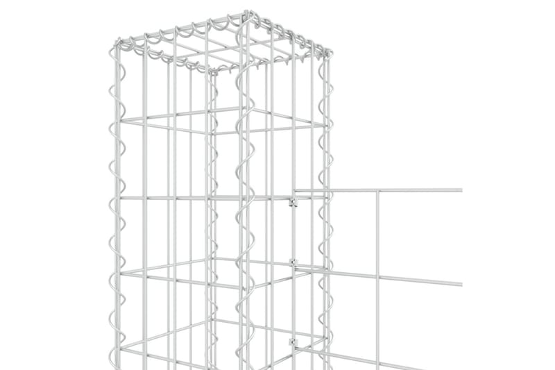 U-formad gabionkorg med 5 stolpar järn 500x20x200 cm - Silver - Utemöbler - Övrigt utemöbler - Tillbehör - Staket & grindar