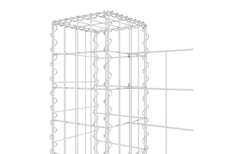 U-formad Gabionkorg med 7 stolpar järn 740x20x100 cm - Silver - Utemöbler - Övrigt utemöbler - Tillbehör - Staket & grindar