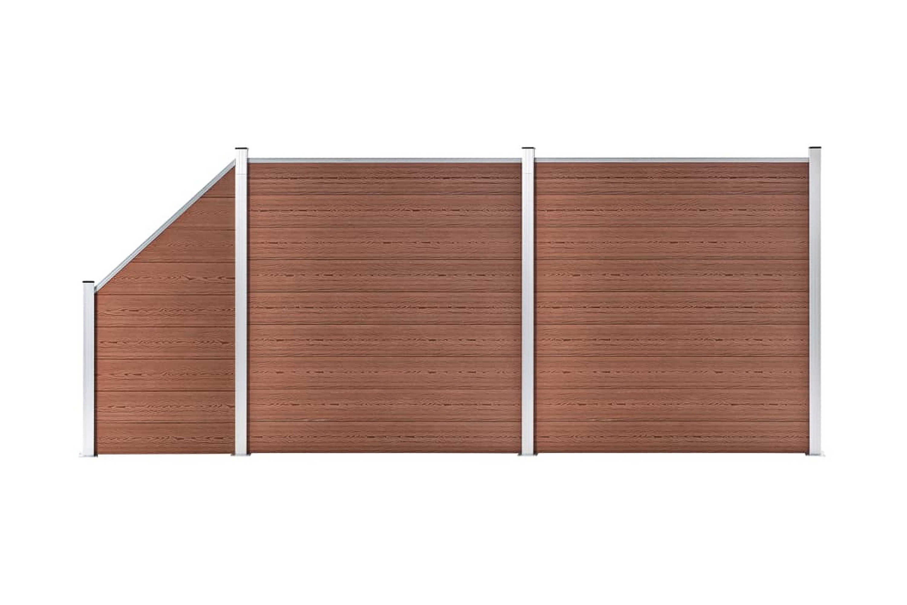 WPC-staketpanel 2 fyrkantig + 1 vinklad 446×186 cm brun – Brun