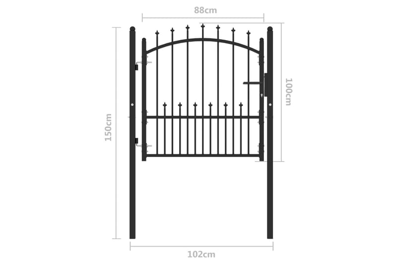 Trädgårdsgrind med spjut stål 100x100 cm svart - Svart - Utemöbler - Övrigt utemöbler - Tillbehör - Staket & grindar