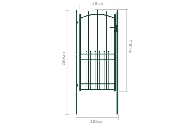 Trädgårdsgrind med spjut stål 100x200 cm grön - Grön - Utemöbler - Övrigt utemöbler - Tillbehör - Staket & grindar