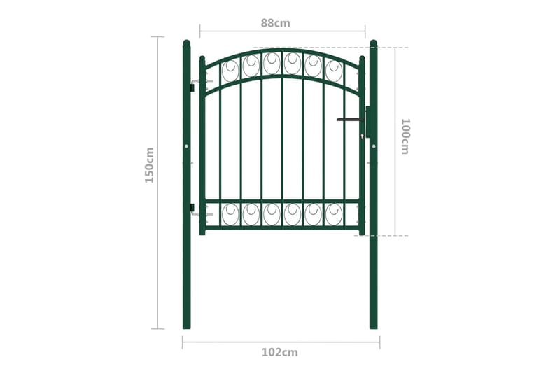 Trädgårdsgrind med välvd ovansida stål 100x100 cm grön - Grön - Utemöbler - Övrigt utemöbler - Tillbehör - Staket & grindar