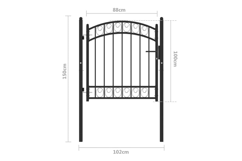 Trädgårdsgrind med välvd ovansida stål 100x100 cm svart - Svart - Utemöbler - Övrigt utemöbler - Tillbehör - Staket & grindar