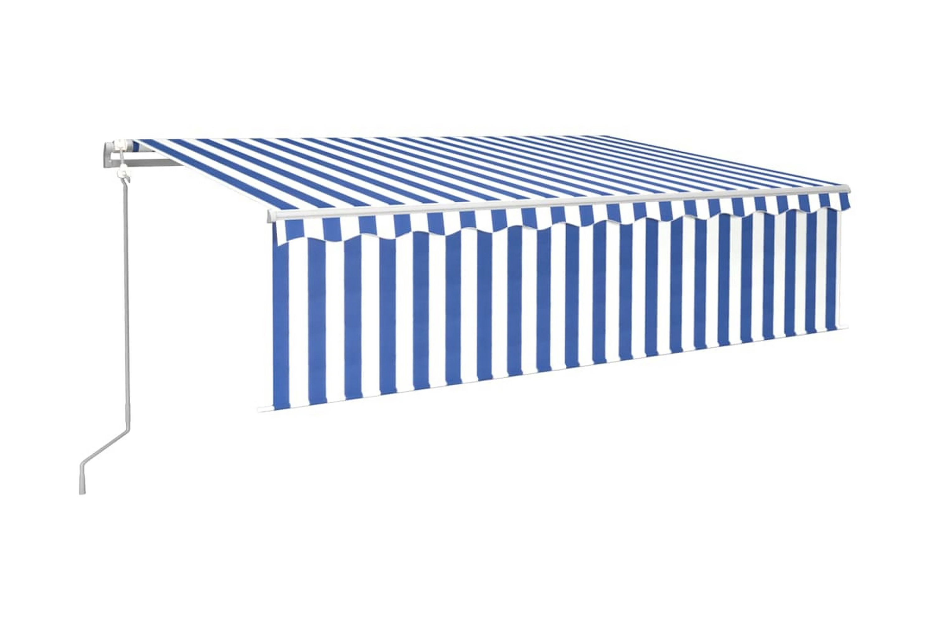 Automatiserad markis med rullgardin 6x3m blå/vit – Blå