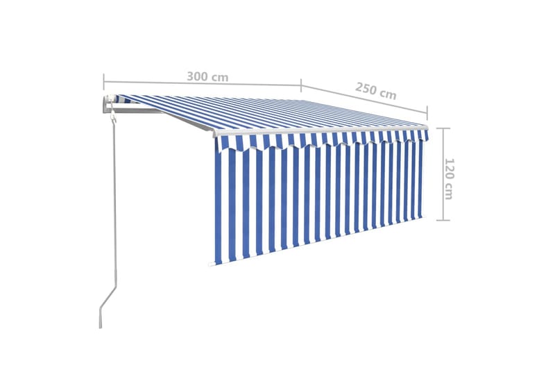 Automatiserad markis vindsensor rullgardin LED 3x2,5m blå/vi - Blå - Utemöbler - Solskydd - Markiser - Fönstermarkis