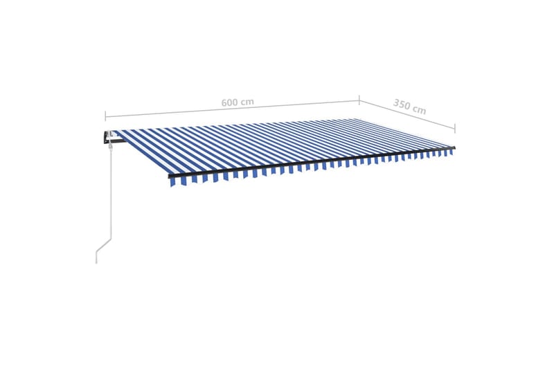 Automatisk markis 600x350 cm blå och vit - Blå - Utemöbler - Solskydd - Markiser