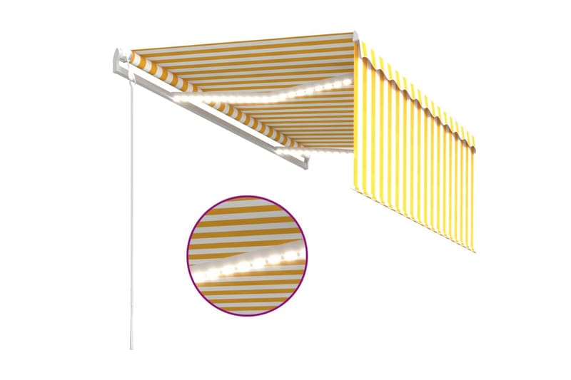 Automatisk markis m. vindsensor rullgardin LED 3,5x2,5m gul/ - Gul - Utemöbler - Solskydd - Markiser - Fönstermarkis