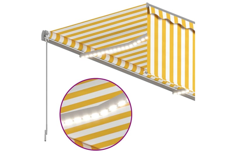 Automatisk markis m. vindsensor rullgardin LED 4x3m gul och - Gul - Utemöbler - Solskydd - Markiser - Fönstermarkis