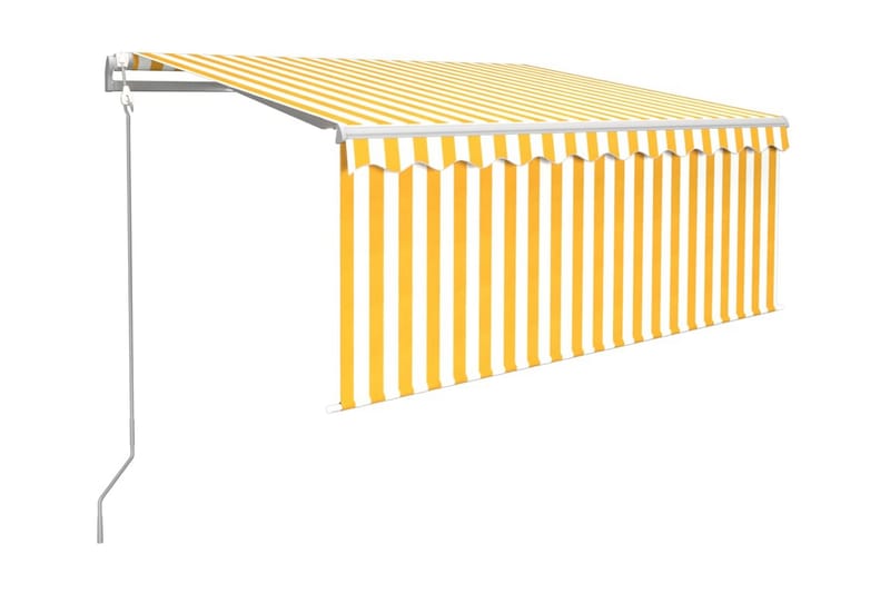 Automatisk markis med rullgardin 3,5x2,5 m gul/vit - Gul - Fönstermarkis - Markiser