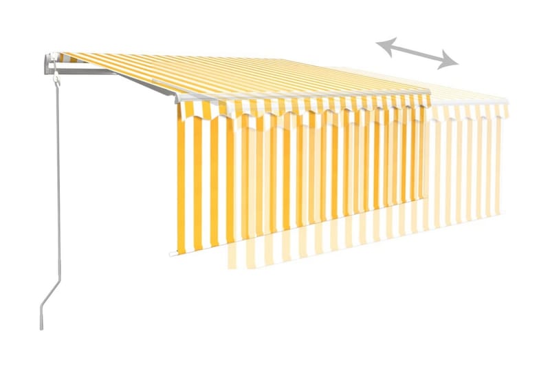 Automatisk markis med rullgardin 3,5x2,5 m gul/vit - Gul - Fönstermarkis - Markiser