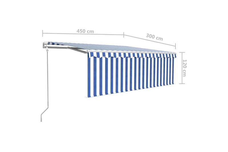 Automatisk markis med rullgardin vindsensor LED 4,5x3 m blå/ - Blå - Utemöbler - Solskydd - Markiser - Fönstermarkis