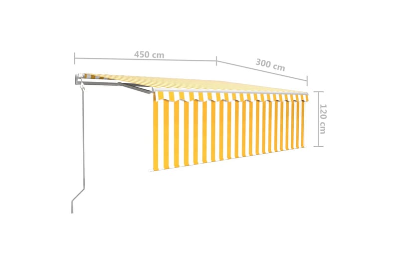 Automatisk markis med rullgardin vindsensor LED 4,5x3 m gul/ - Gul - Utemöbler - Solskydd - Markiser - Fönstermarkis