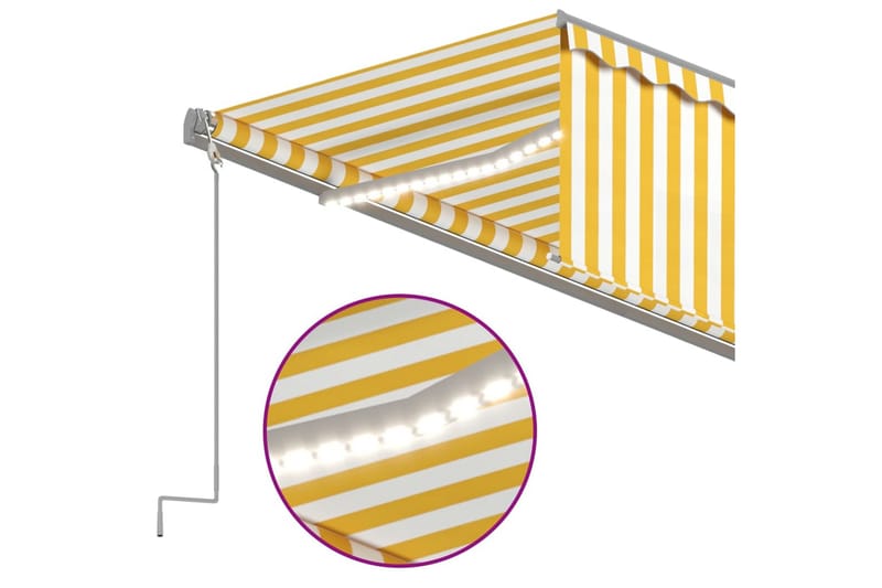 Automatisk markis med rullgardin vindsensor LED 6x3 m gul/vi - Gul - Utemöbler - Solskydd - Markiser - Fönstermarkis