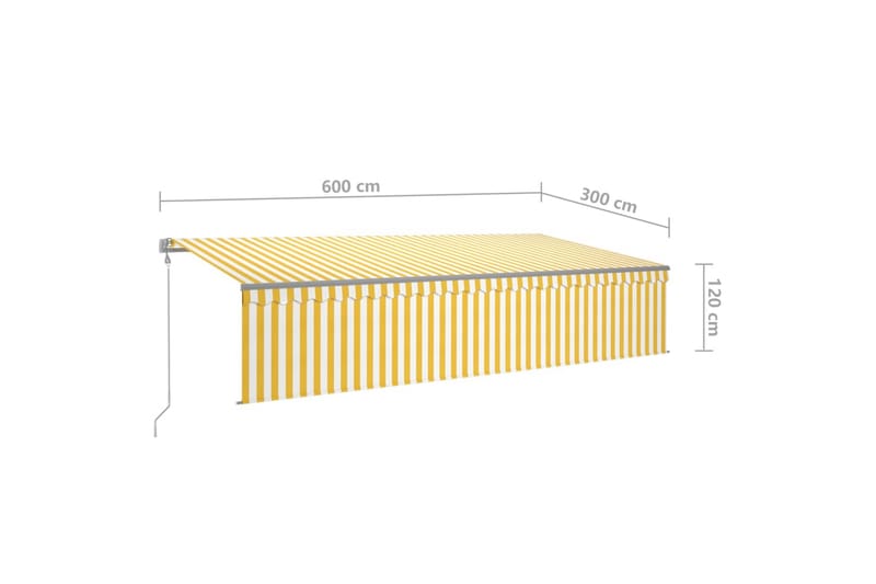 Automatisk markis med rullgardin vindsensor LED 6x3 m gul/vi - Gul - Utemöbler - Solskydd - Markiser - Fönstermarkis