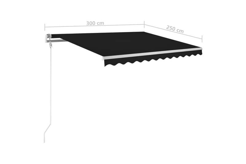 Automatisk markis med vindsensor & LED 300x250 cm antracit - Grå - Utemöbler - Solskydd - Markiser