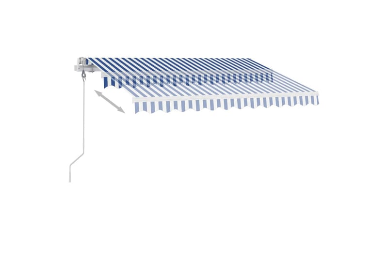 Automatisk markis med vindsensor & LED 300x250 cm blå och vi - Blå - Utemöbler - Solskydd - Markiser