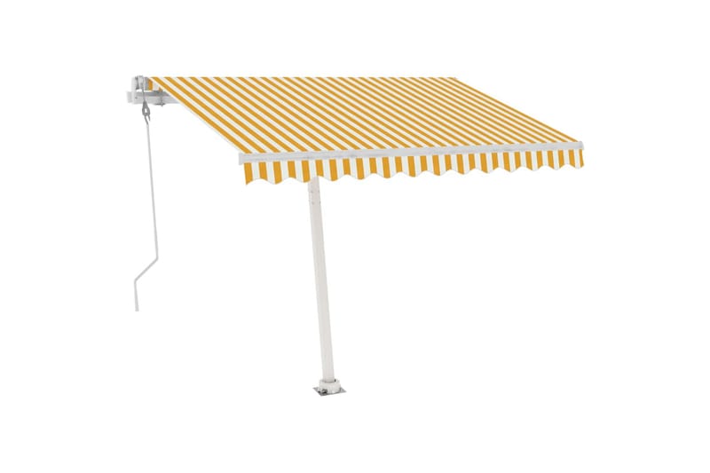 Automatisk markis med vindsensor & LED 300x250 cm gul/vit - Gul - Utemöbler - Solskydd - Markiser