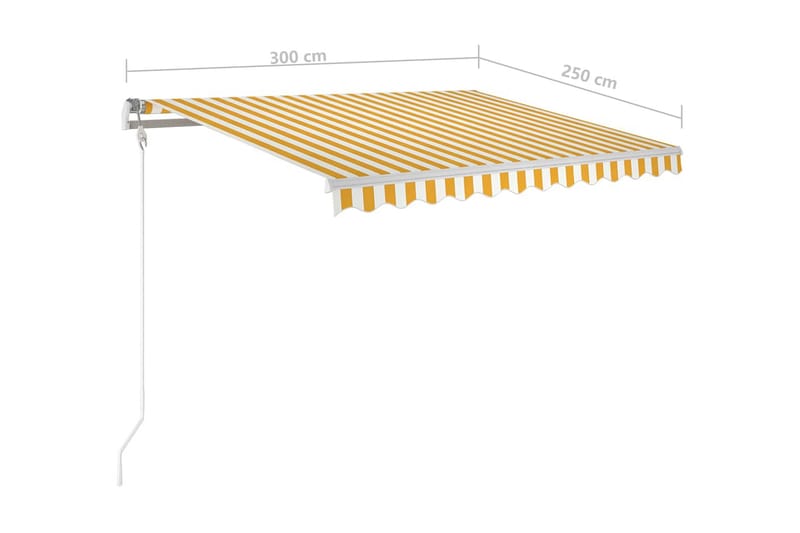 Automatisk markis med vindsensor & LED 300x250 cm gul/vit - Gul - Utemöbler - Solskydd - Markiser