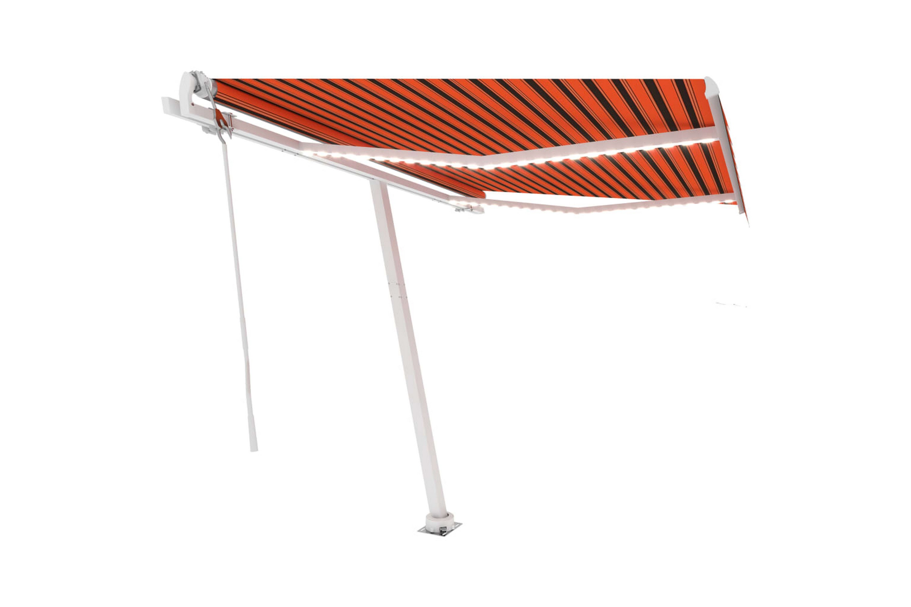 Automatisk markis med vindsensor & LED 350×250 cm orange/bru – Orange