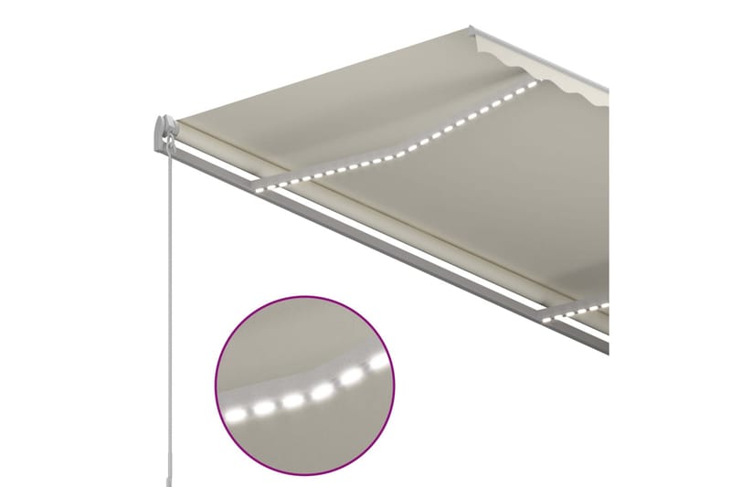 Automatisk markis med vindsensor & LED 3,5x2,5 m gräddvit - Vit - Utemöbler - Solskydd - Markiser