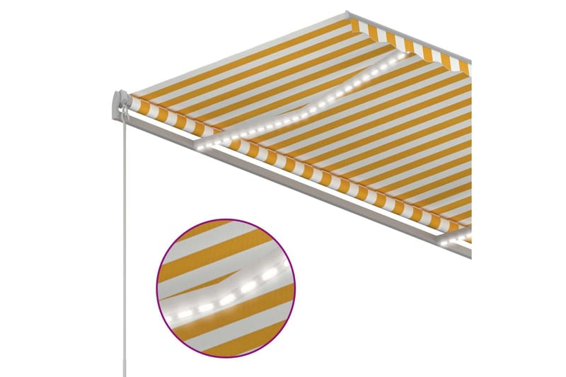 Automatisk markis med vindsensor & LED 3,5x2,5 m gul/vit - Gul - Utemöbler - Solskydd - Markiser