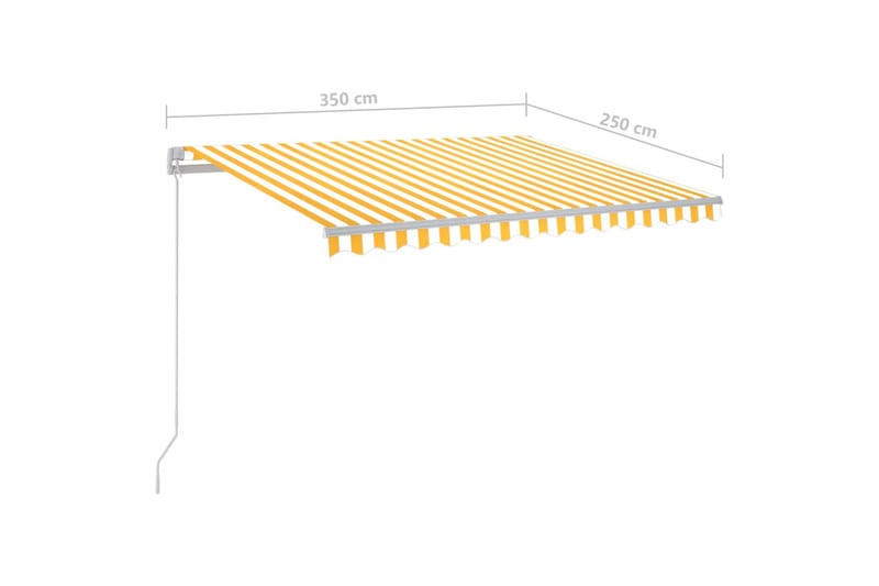 Automatisk markis med vindsensor & LED 3,5x2,5 m gul/vit - Gul - Utemöbler - Solskydd - Markiser