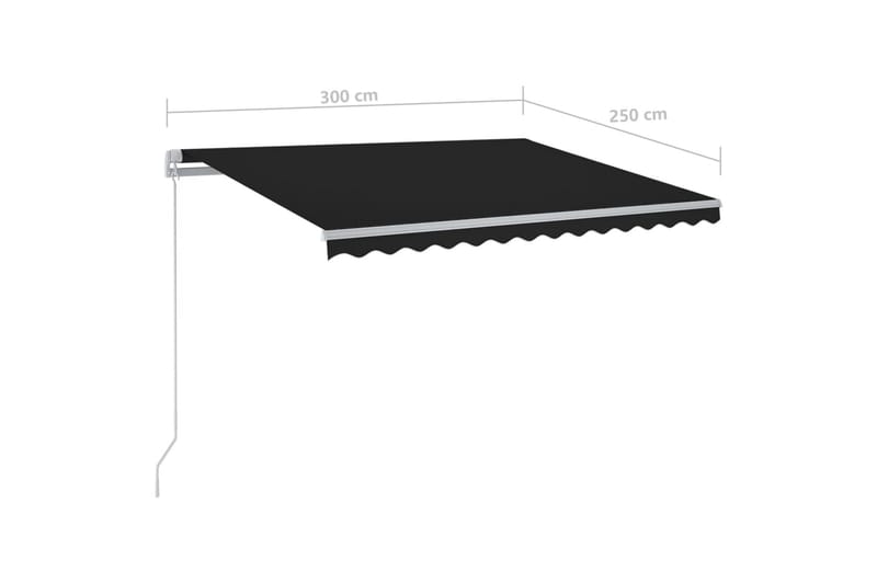 Automatisk markis med vindsensor & LED 3x2,5 m antracit - Grå - Utemöbler - Solskydd - Markiser