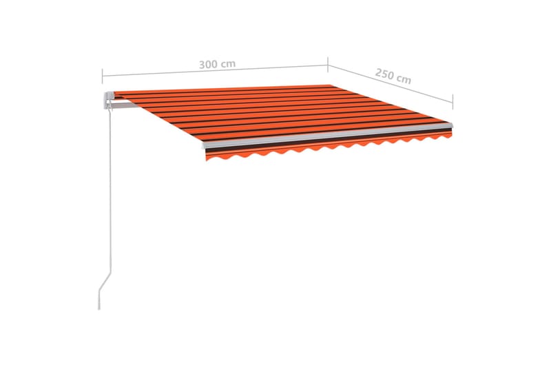 Automatisk markis med vindsensor & LED 3x2,5 m orange/brun - Orange - Utemöbler - Solskydd - Markiser