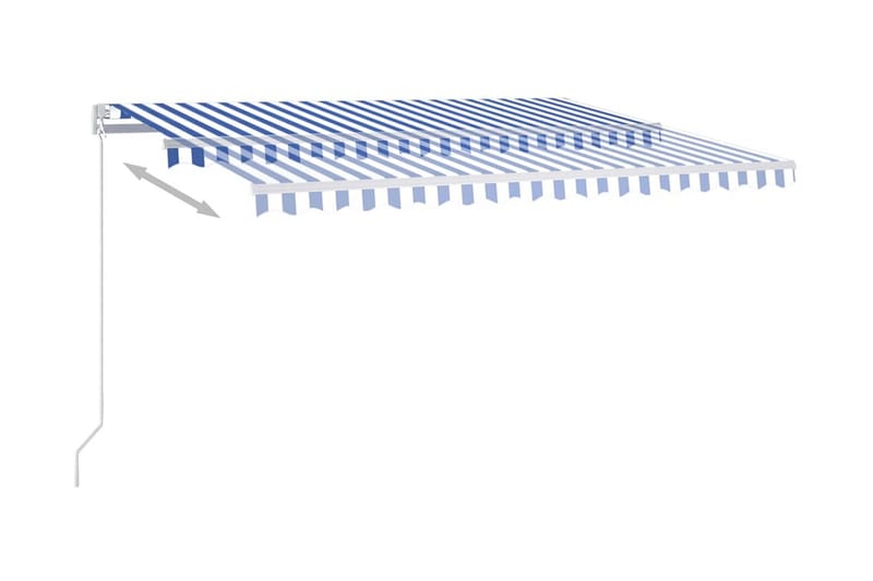 Automatisk markis med vindsensor & LED 400x300 cm blå och vi - Blå - Utemöbler - Solskydd - Markiser - Fönstermarkis