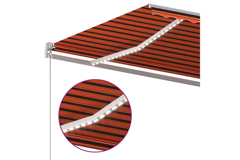 Automatisk markis med vindsensor & LED 400x300 cm orange/bru - Orange - Utemöbler - Solskydd - Markiser - Fönstermarkis