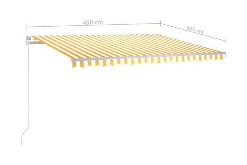 Automatisk markis med vindsensor & LED 450x300 cm gul/vit - Gul - Utemöbler - Solskydd - Markiser