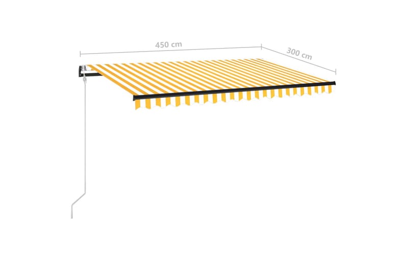 Automatisk markis med vindsensor & LED 450x300 cm gul/vit - Gul - Utemöbler - Solskydd - Markiser