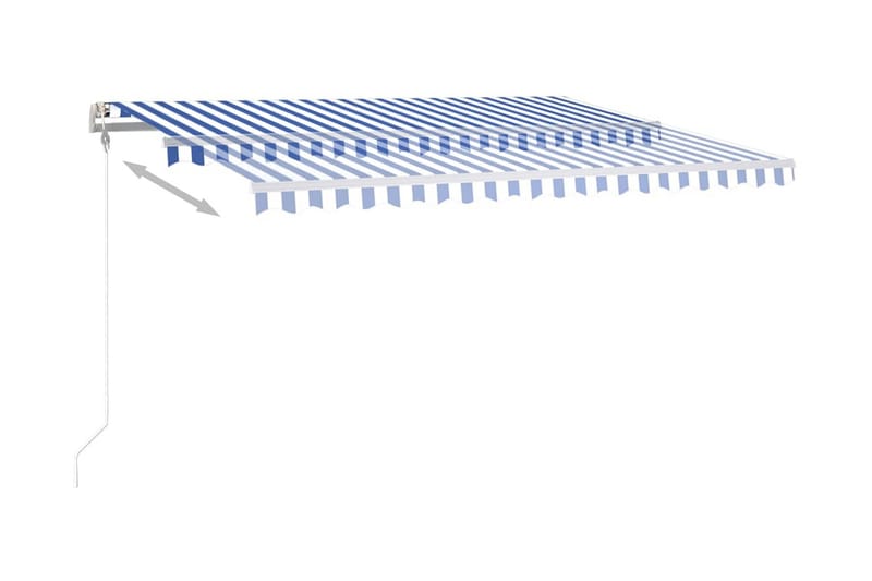 Automatisk markis med vindsensor & LED 4,5x3 m blå och vit - Blå - Utemöbler - Solskydd - Markiser