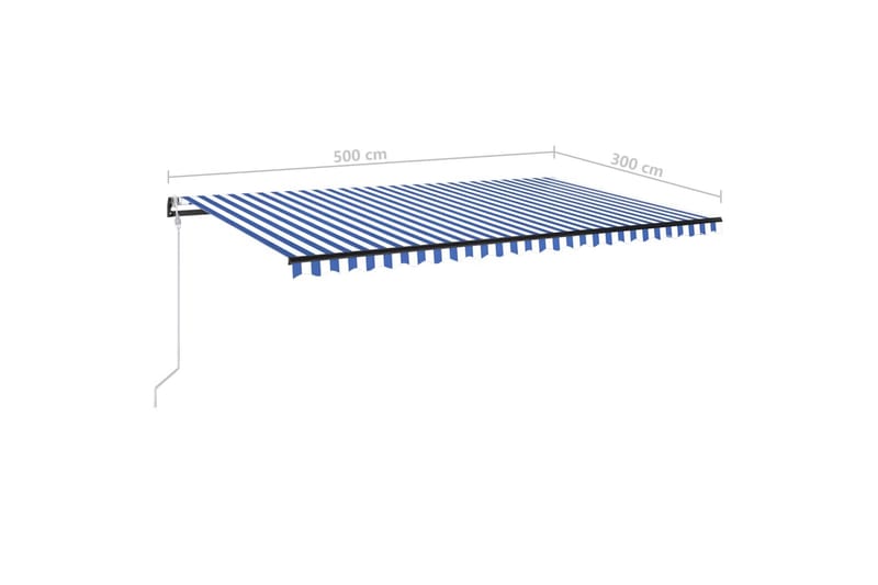 Automatisk markis med vindsensor & LED 500x300 cm blå och vi - Blå - Utemöbler - Solskydd - Markiser