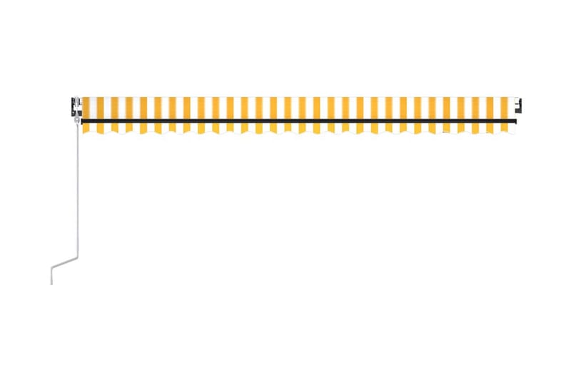 Automatisk markis med vindsensor & LED 500x300 cm gul/vit - Gul - Utemöbler - Solskydd - Markiser