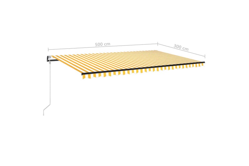 Automatisk markis med vindsensor & LED 500x300 cm gul/vit - Gul - Utemöbler - Solskydd - Markiser