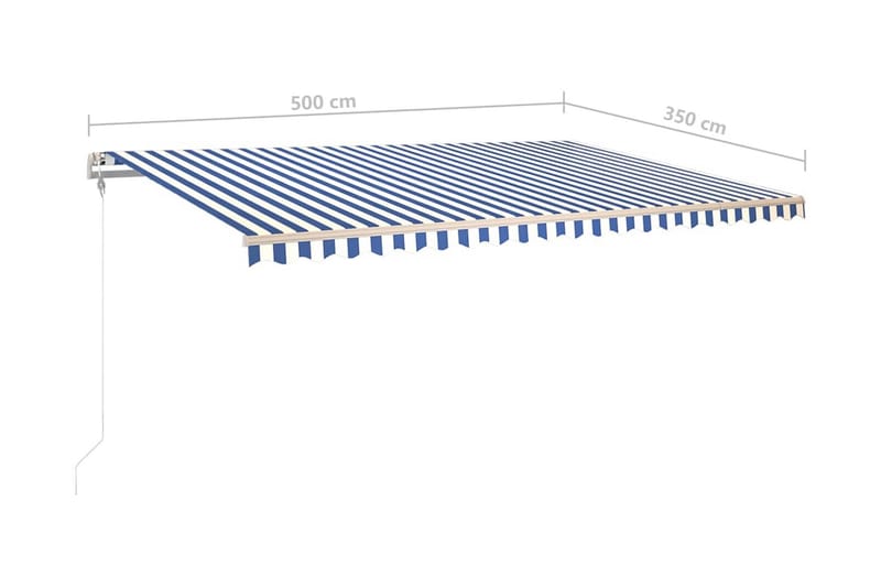 Automatisk markis med vindsensor & LED 500x350 cm blå och vi - Blå - Utemöbler - Solskydd - Markiser