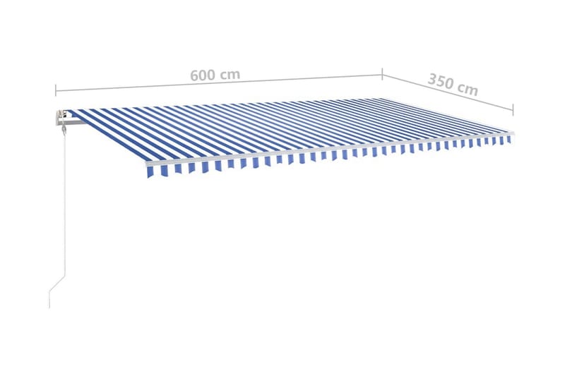 Automatisk markis med vindsensor & LED 600x350 cm blå och vi - Blå - Utemöbler - Solskydd - Markiser