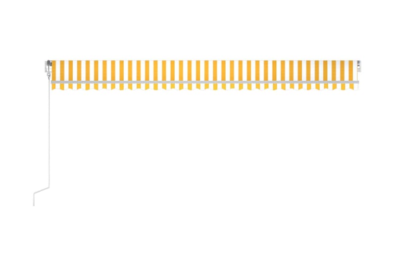 Automatisk markis med vindsensor & LED 600x350 cm gul/vit - Gul - Utemöbler - Solskydd - Markiser