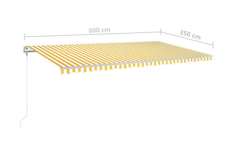 Automatisk markis med vindsensor & LED 600x350 cm gul/vit - Gul - Utemöbler - Solskydd - Markiser