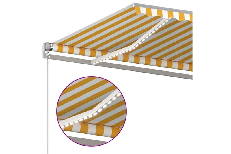 Automatisk markis med vindsensor & LED 6x3,5 m gul och vit - Gul - Utemöbler - Solskydd - Markiser