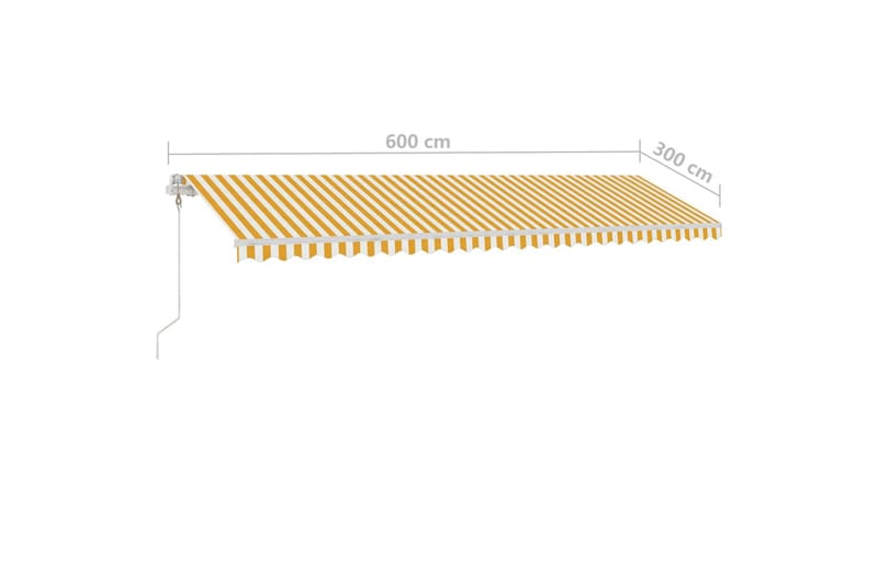 Fristående automatisk markis 600x300 cm gul/vit - Gul - Utemöbler - Solskydd - Markiser