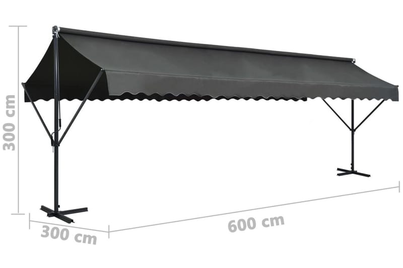 Fristående markis 600x300 cm antracit - Grå - Utemöbler - Solskydd - Markiser - Fönstermarkis