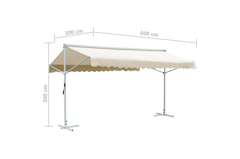 Fristående markis 600x300 cm gräddvit - Vit - Utemöbler - Solskydd - Markiser - Fönstermarkis