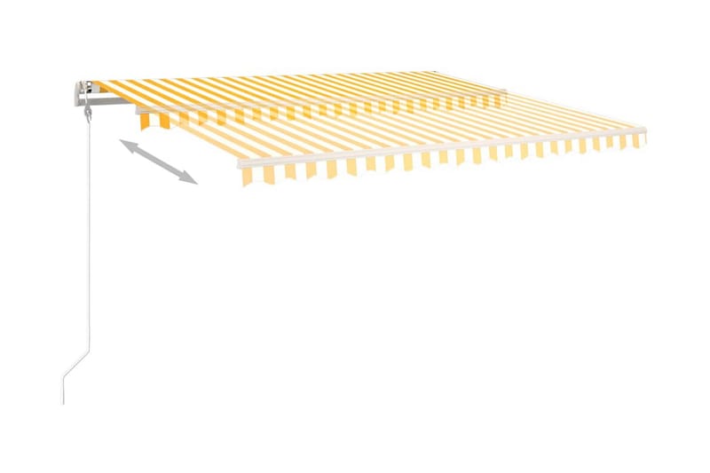 Fristående markis manuellt infällbar 450x350 cm gul/vit - Gul - Utemöbler - Solskydd - Markiser - Fönstermarkis