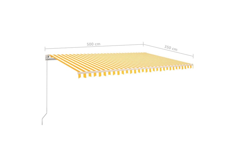 Fristående markis manuellt infällbar 500x350 cm gul/vit - Gul - Utemöbler - Solskydd - Markiser - Fönstermarkis