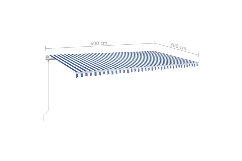 Fristående markis manuellt infällbar 600x300 cm blå/vit - Blå - Utemöbler - Solskydd - Markiser - Fönstermarkis