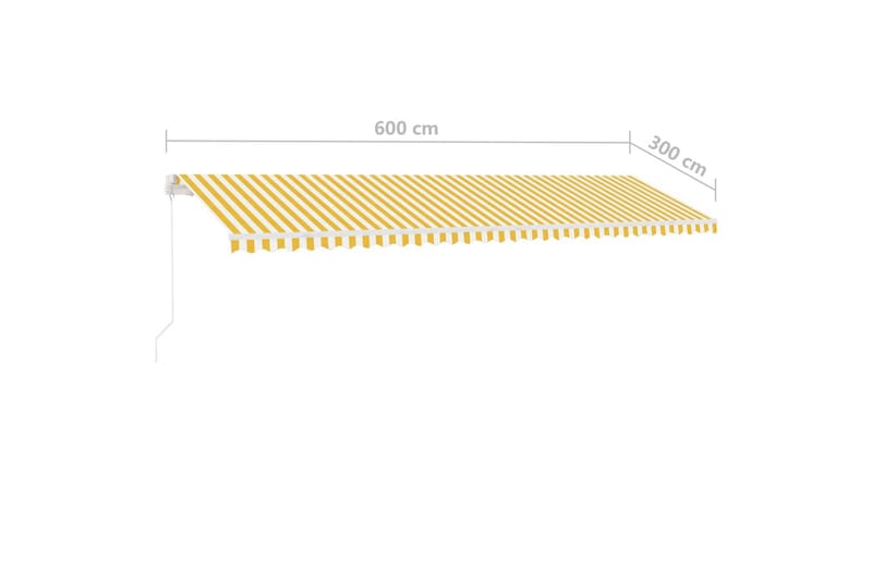 Fristående markis manuellt infällbar 600x300 cm gul/vit - Gul - Utemöbler - Solskydd - Markiser