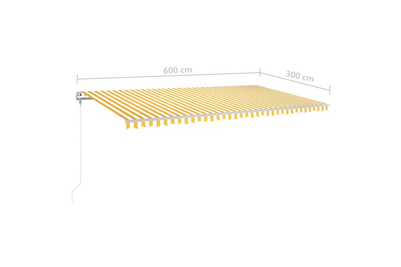 Fristående markis manuellt infällbar 600x300 cm gul/vit - Gul - Utemöbler - Solskydd - Markiser - Fönstermarkis