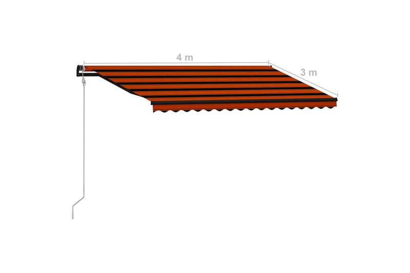 Infällbar markis med vindsensor & LED 400x300 cm orange & br - Orange - Utemöbler - Solskydd - Markiser - Fönstermarkis